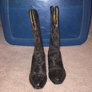 JB Dillon distressed black cowboy boots
